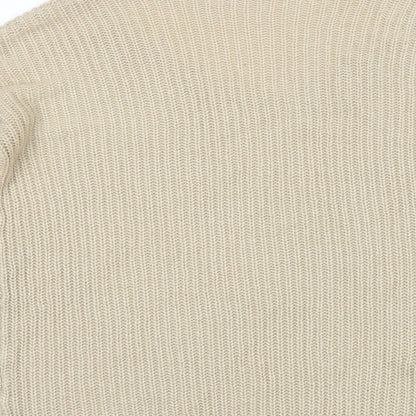 Boohoo Womens Beige Scoop Neck  Acrylic Pullover Jumper Size S