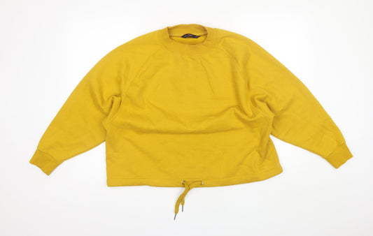 F&F Womens Yellow Round Neck  Cotton Pullover Jumper Size 12