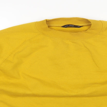 F&F Womens Yellow Round Neck  Cotton Pullover Jumper Size 12