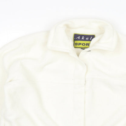 Close-up detail of akal sport women’s white jacket, size M