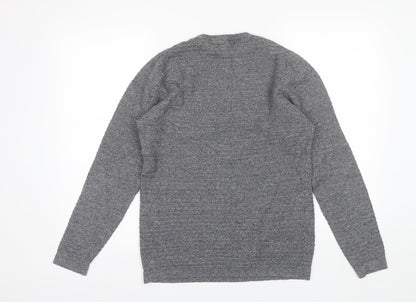 Cedar Wood State Mens Grey Round Neck  Cotton Pullover Jumper Size S