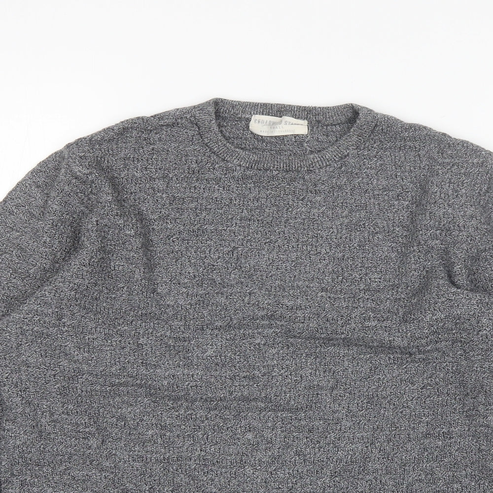 Cedar Wood State Mens Grey Round Neck  Cotton Pullover Jumper Size S