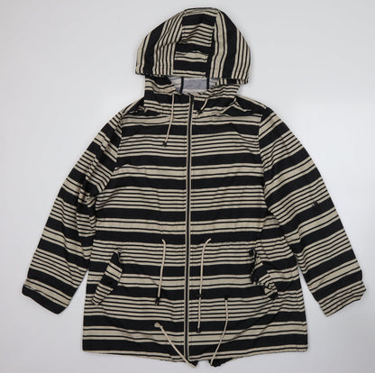 Primark Womens Beige Striped  Parka Coat Size L