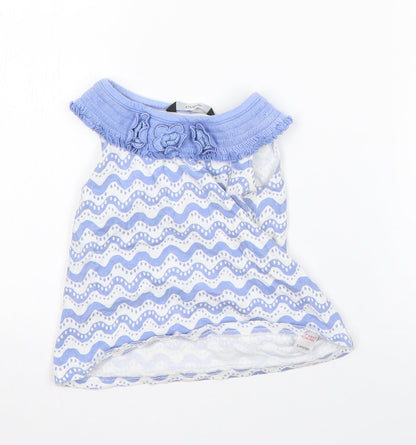George Girls Blue Striped Cotton A-Line  Size 18-24 Months