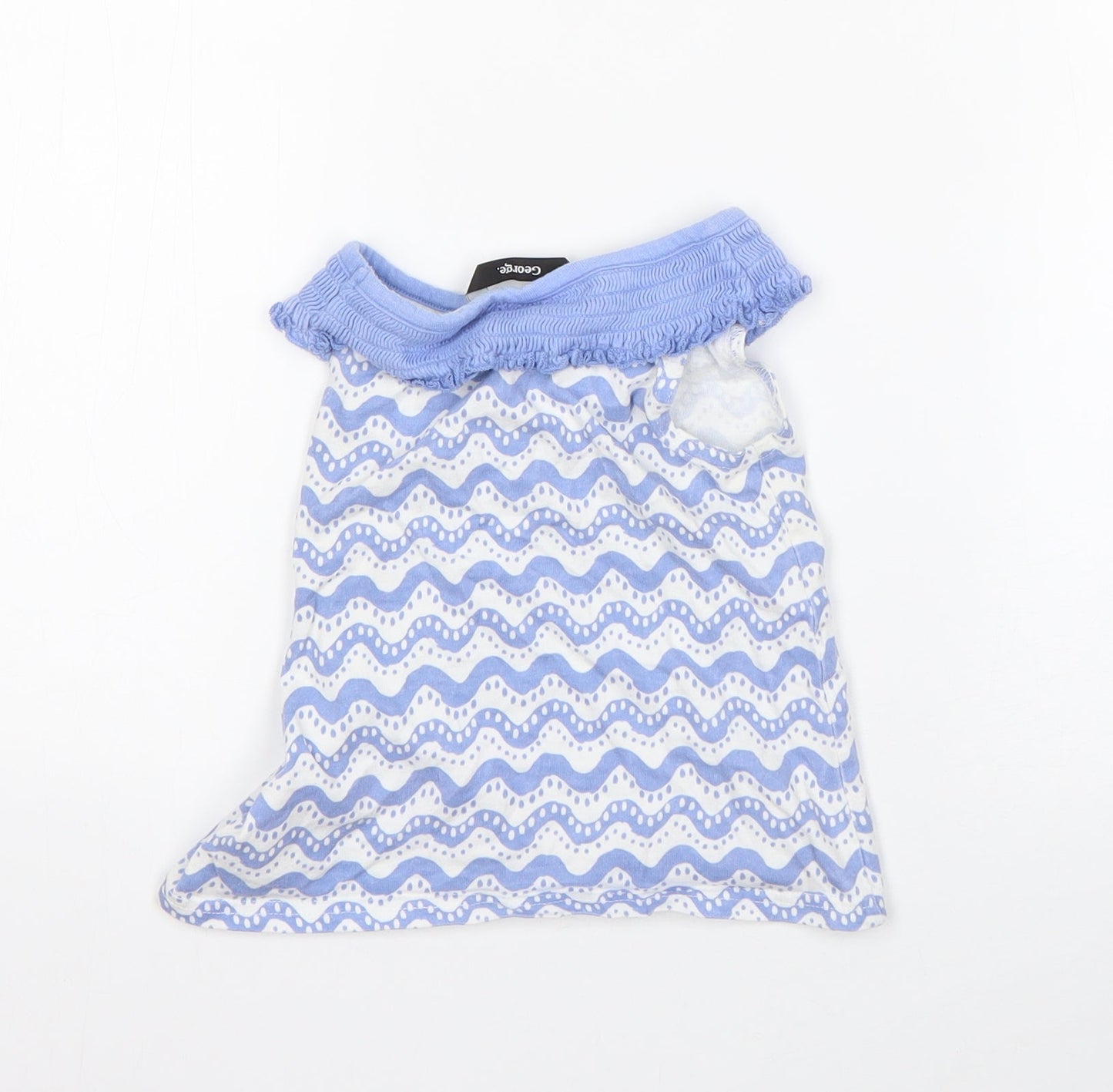 George Girls Blue Striped Cotton A-Line  Size 18-24 Months