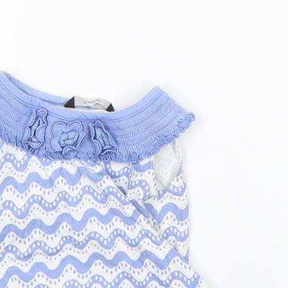 George Girls Blue Striped Cotton A-Line  Size 18-24 Months