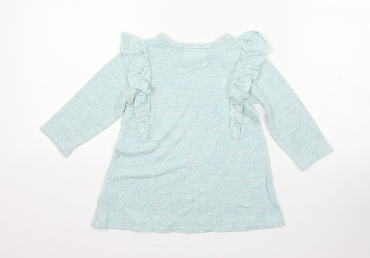 Primark Girls Green  Viscose Jumper Dress  Size 12-18 Months  Round Neck