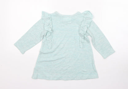 Primark Girls Green  Viscose Jumper Dress  Size 12-18 Months  Round Neck