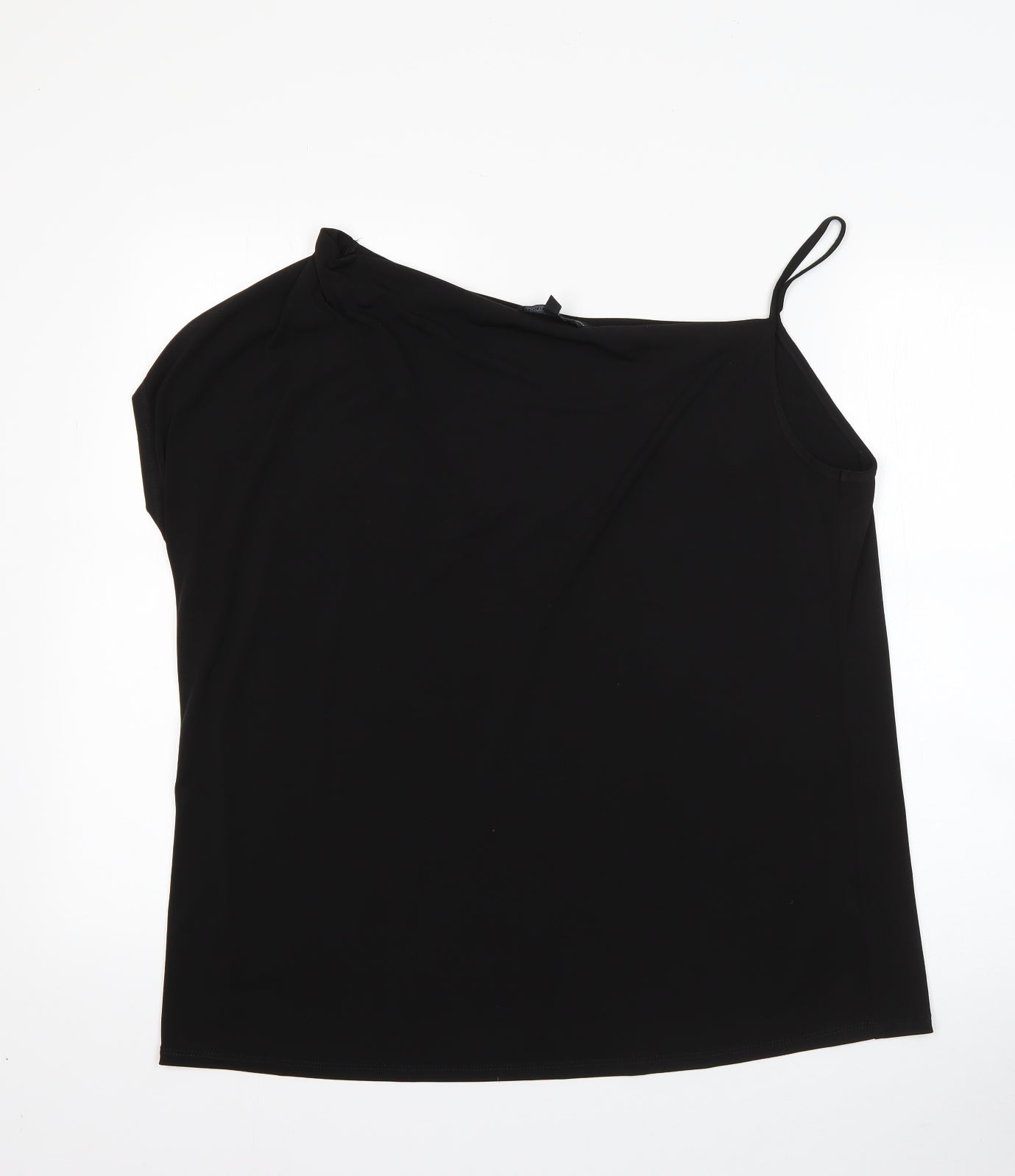 Capsule Womens Black  Polyester Basic Blouse Size 16 One Shoulder