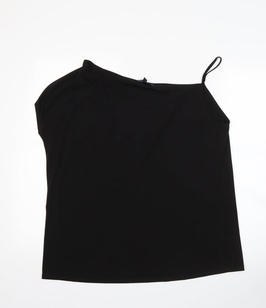 Capsule Womens Black  Polyester Basic Blouse Size 16 One Shoulder