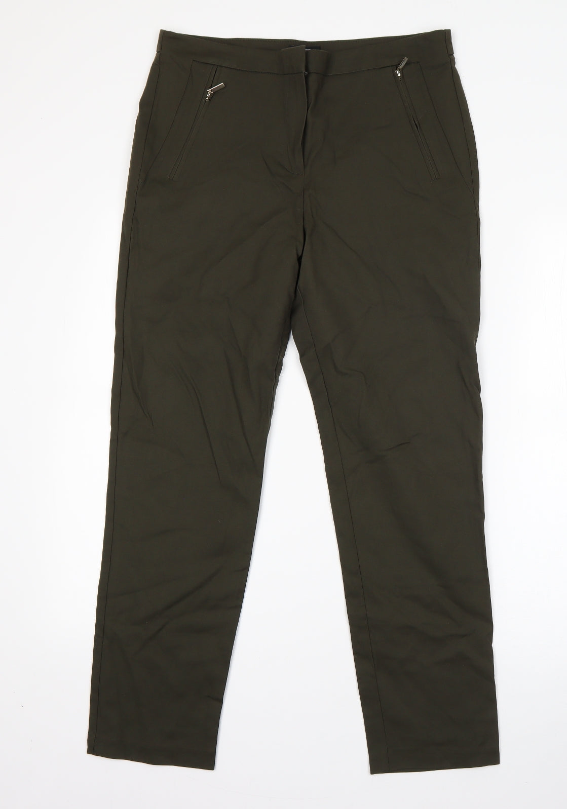 Womens UK Size 10 F&F Regular Fit Dress Pants Green Trousers