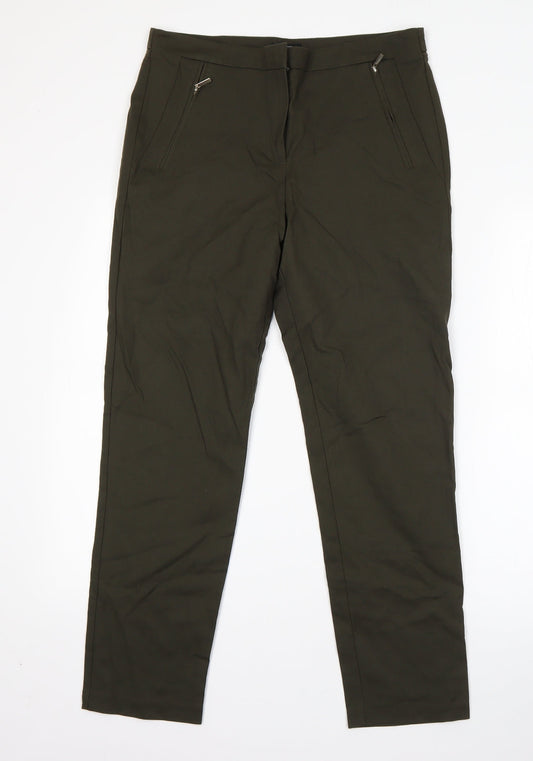 F&F Womens Green  Viscose Dress Pants Trousers Size 10 L24 in Regular