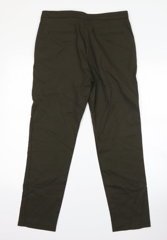 F&F Womens Green  Viscose Dress Pants Trousers Size 10 L24 in Regular
