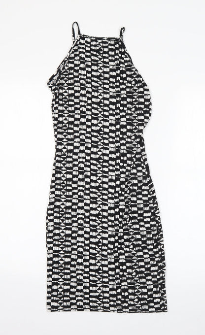Miss Selfridge Womens Black  Viscose Pencil Dress  Size 8  Square Neck