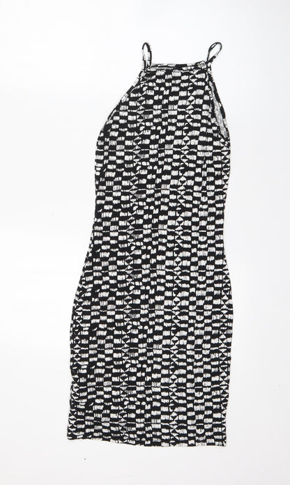 Miss Selfridge Womens Black  Viscose Pencil Dress  Size 8  Square Neck
