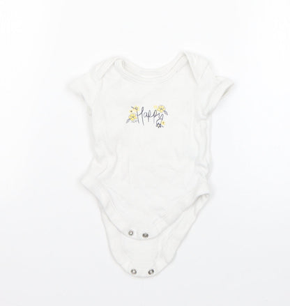 George Boys White  Cotton Romper One-Piece Size 0-3 Months