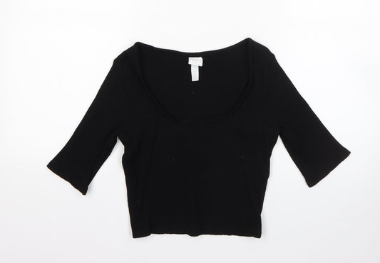 H&M Womens Black  Viscose Basic Blouse Size M Round Neck