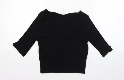 H&M Womens Black  Viscose Basic Blouse Size M Round Neck