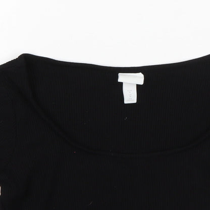 H&M Womens Black  Viscose Basic Blouse Size M Round Neck