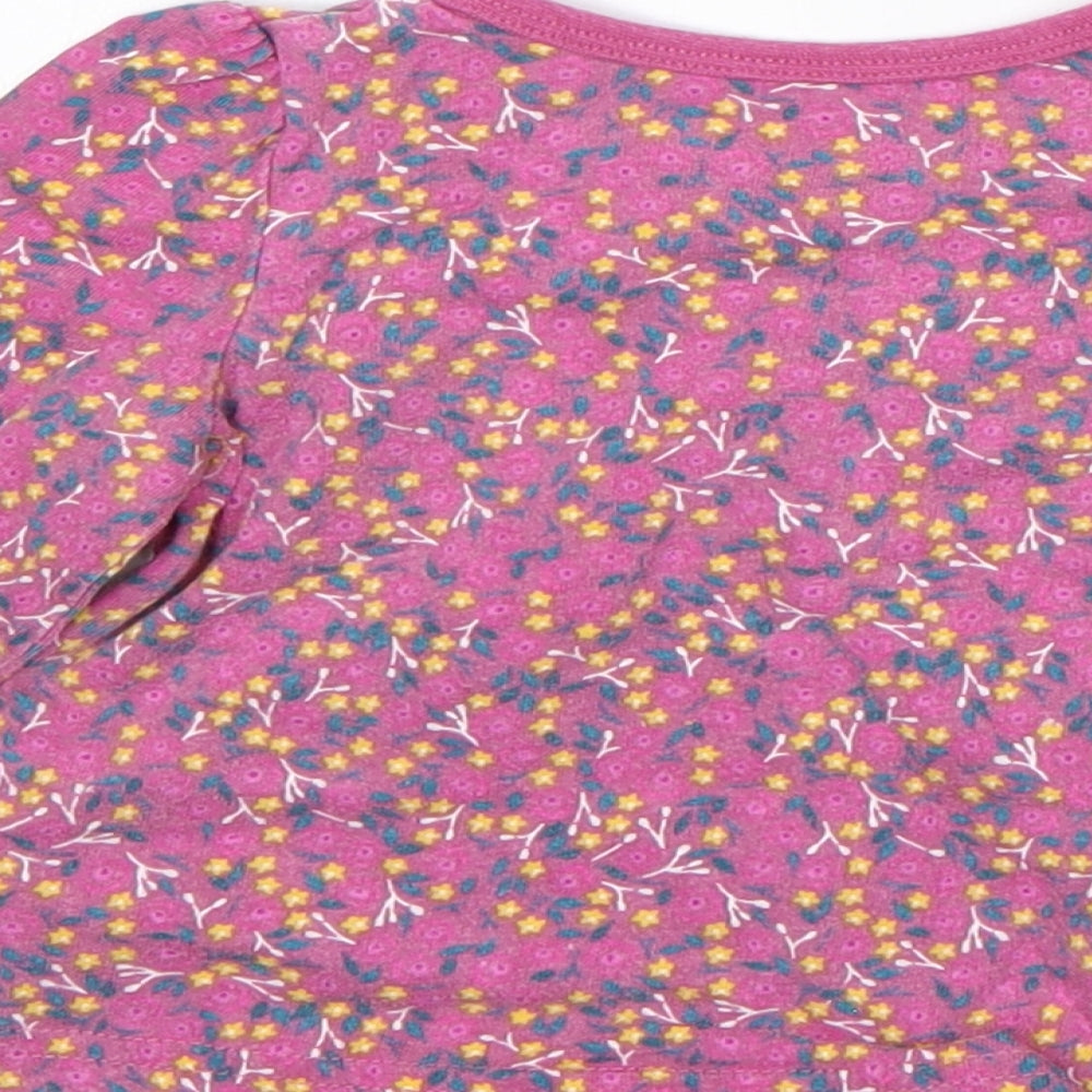 Mothercare Girls Pink Floral Cotton Pullover Jumper Size 6-9 Months