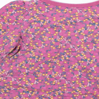 Mothercare Girls Pink Floral Cotton Pullover Jumper Size 6-9 Months