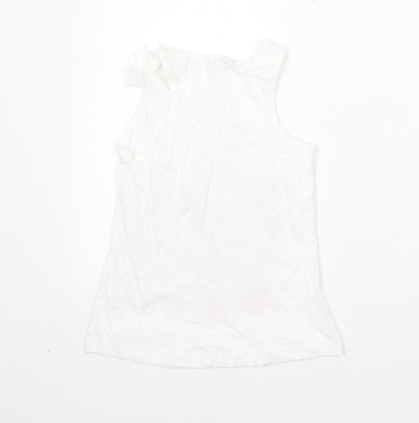 F&F Girls White  Cotton Basic Tank Size 7-8 Years Round Neck  - english tea