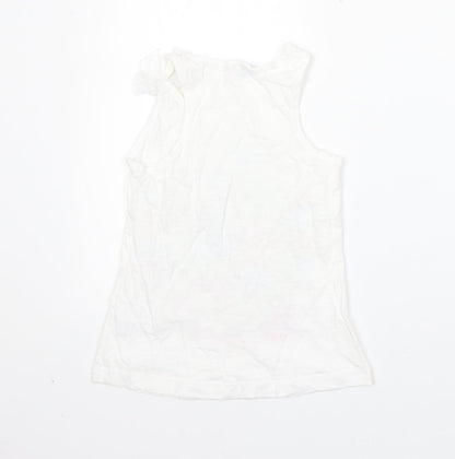 F&F Girls White  Cotton Basic Tank Size 7-8 Years Round Neck  - english tea