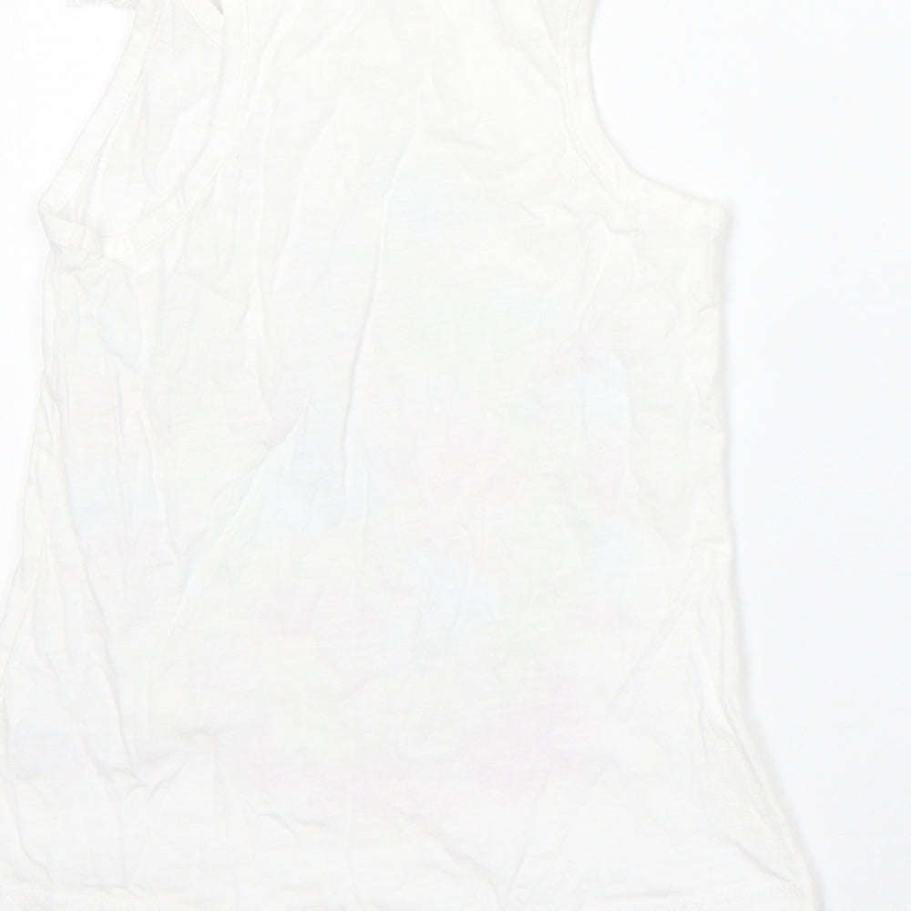F&F Girls White  Cotton Basic Tank Size 7-8 Years Round Neck  - english tea
