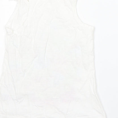 F&F Girls White  Cotton Basic Tank Size 7-8 Years Round Neck  - english tea