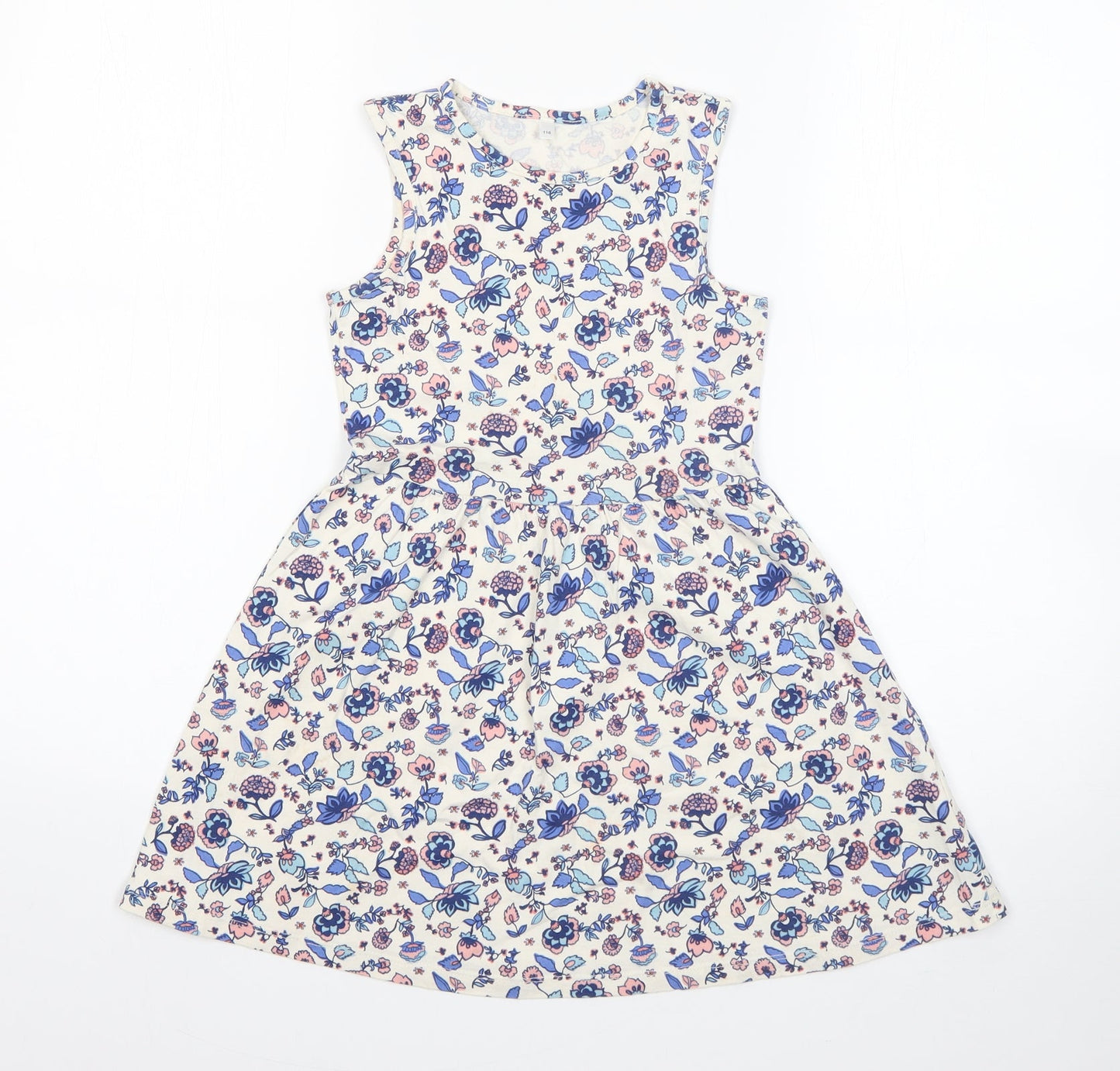Palomino Womens White Floral Cotton Shift  Size 6  Round Neck