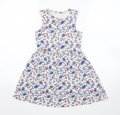 Palomino Womens White Floral Cotton Shift  Size 6  Round Neck