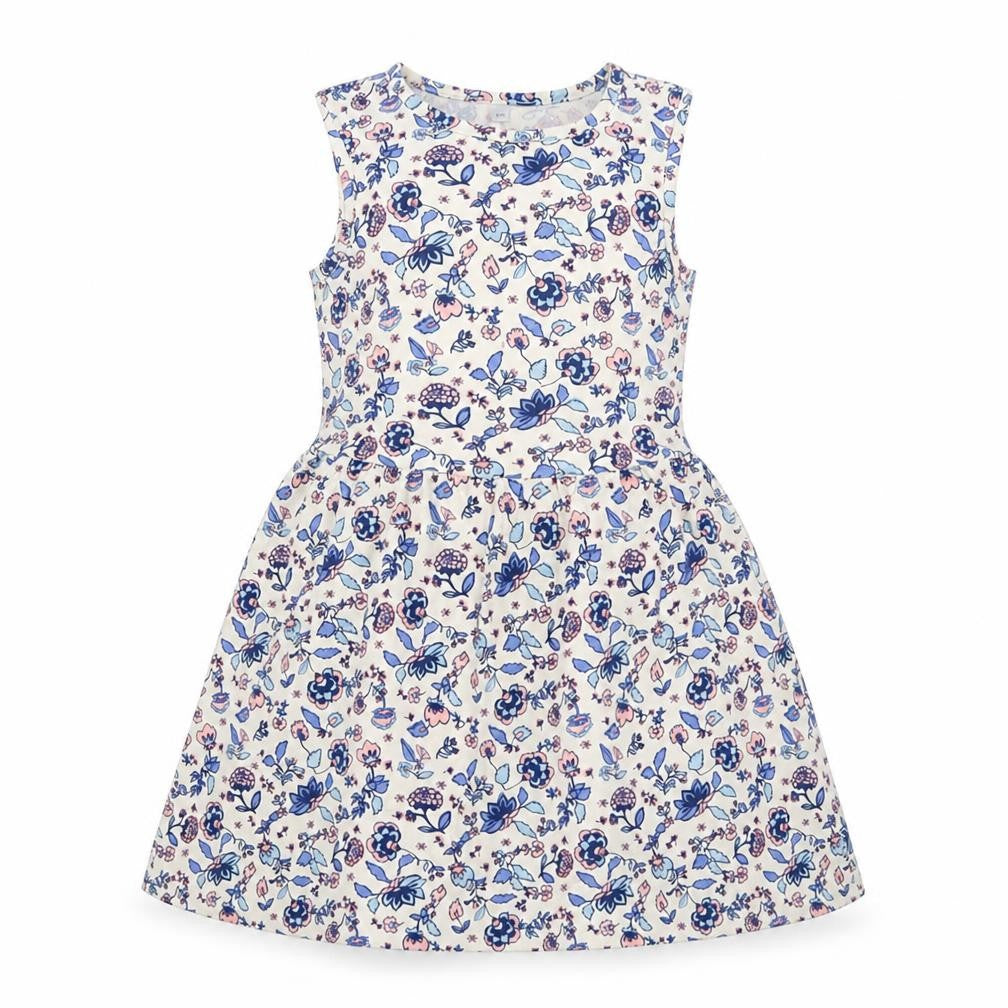 Front view of Palomino women’s white floral cotton shift, size UK 6, round neck