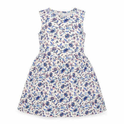 Front view of Palomino women’s white floral cotton shift, size UK 6, round neck