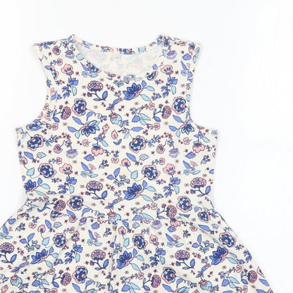 Palomino Womens White Floral Cotton Shift  Size 6  Round Neck