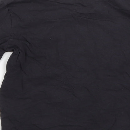 Preworn Boys Black  Cotton Basic T-Shirt Size 6-7 Years Round Neck