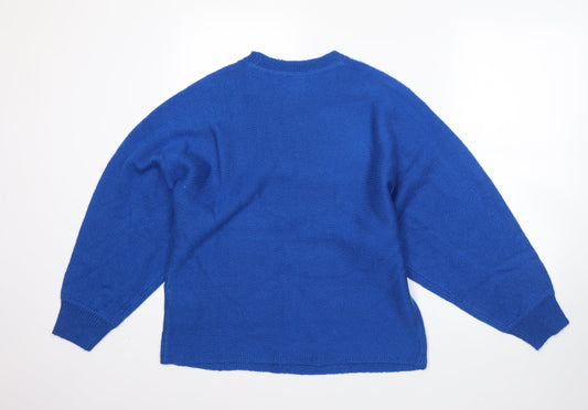 Body Flirt Womens Blue Round Neck  Acrylic Pullover Jumper Size S