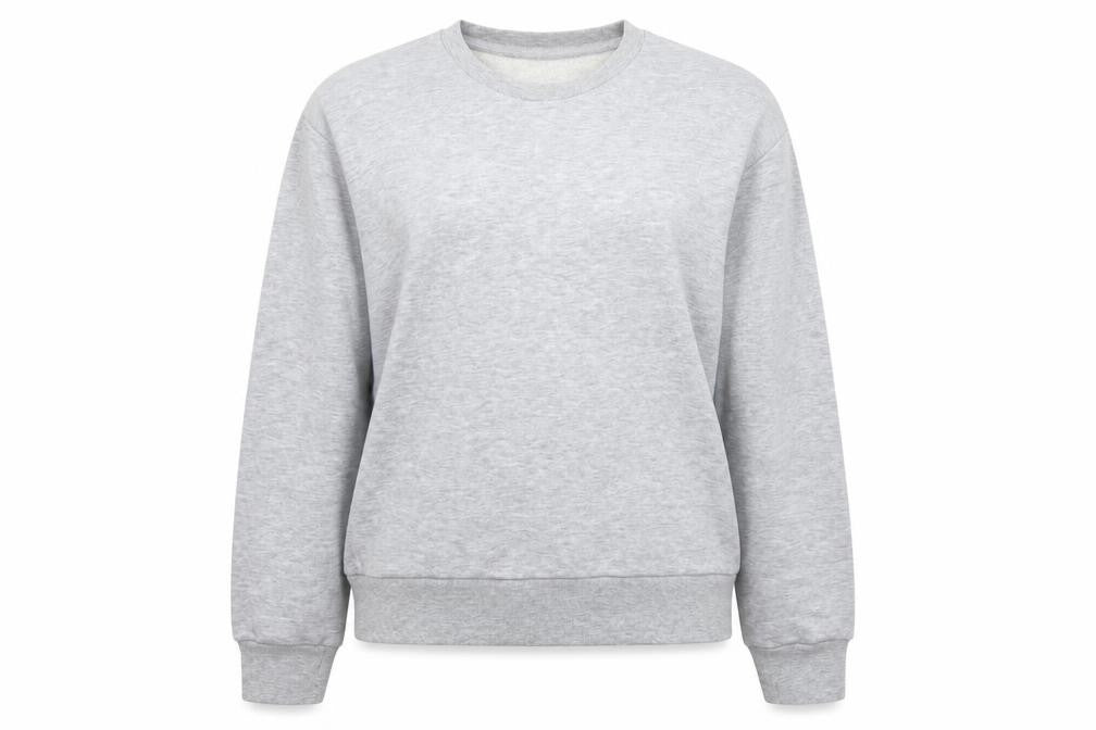 Front view of Primark women’s grey cotton pullover sweatshirt, size S
