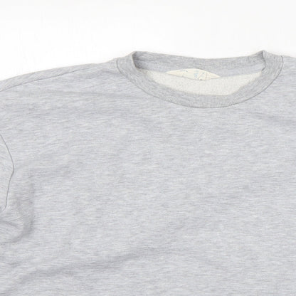 Close-up detail of Primark women’s grey cotton pullover sweatshirt, size S