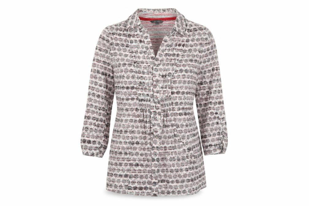 Front view of Marks & Spencer women’s grey polka dot cotton nightshirt, size UK 14