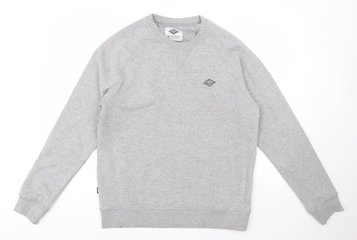 Additional front view of Union men’s grey round neck cotton jumper, size M