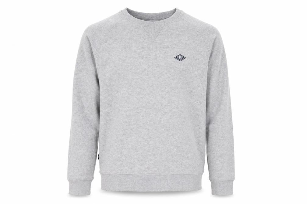 Front view of Union men’s grey round neck cotton jumper, size M
