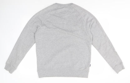 Back view of Union men’s grey round neck cotton jumper, size M