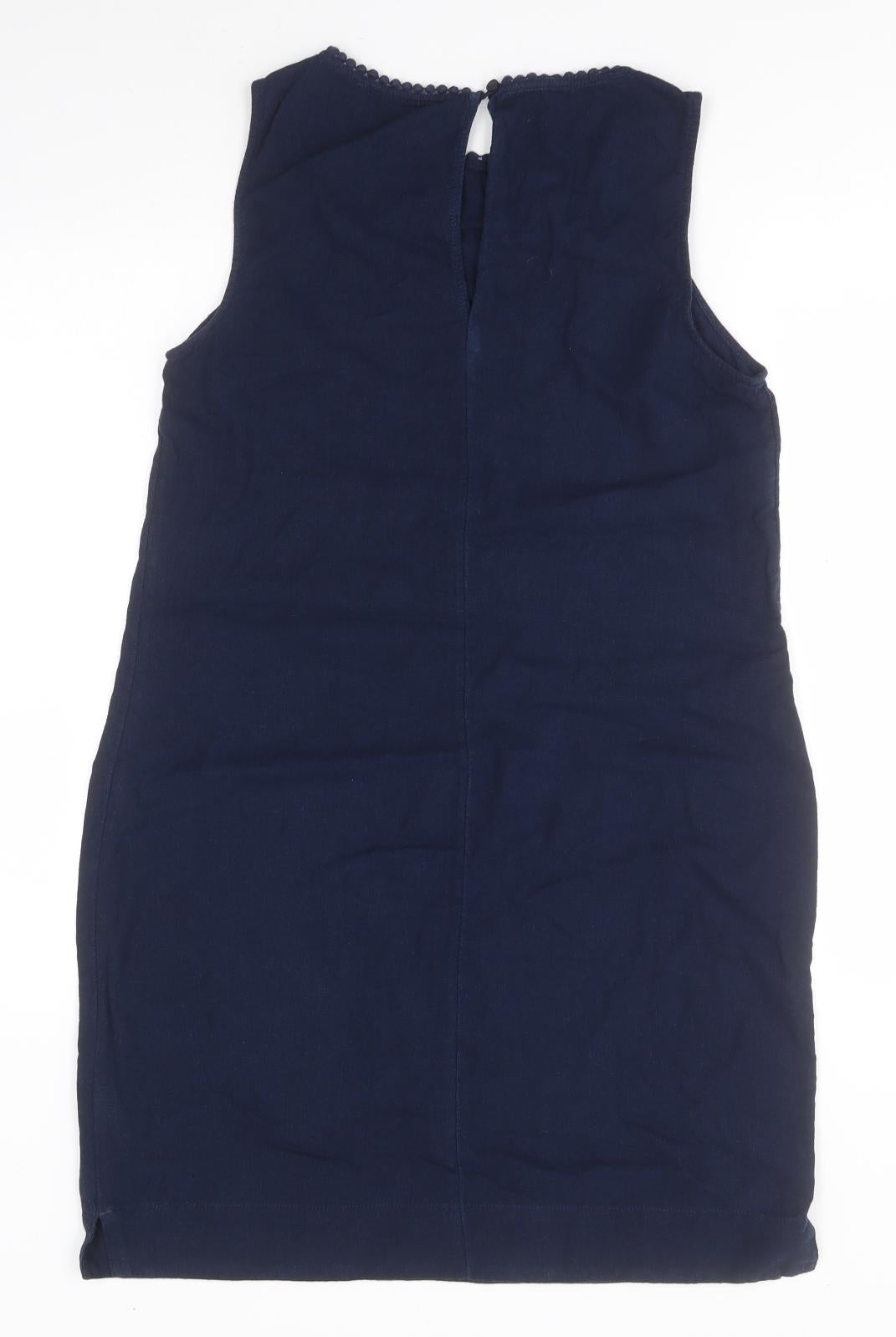 Marks and Spencer Womens Blue  Flax Pencil Dress  Size 12  Round Neck