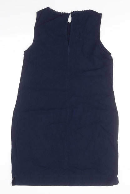 Marks and Spencer Womens Blue  Flax Pencil Dress  Size 12  Round Neck