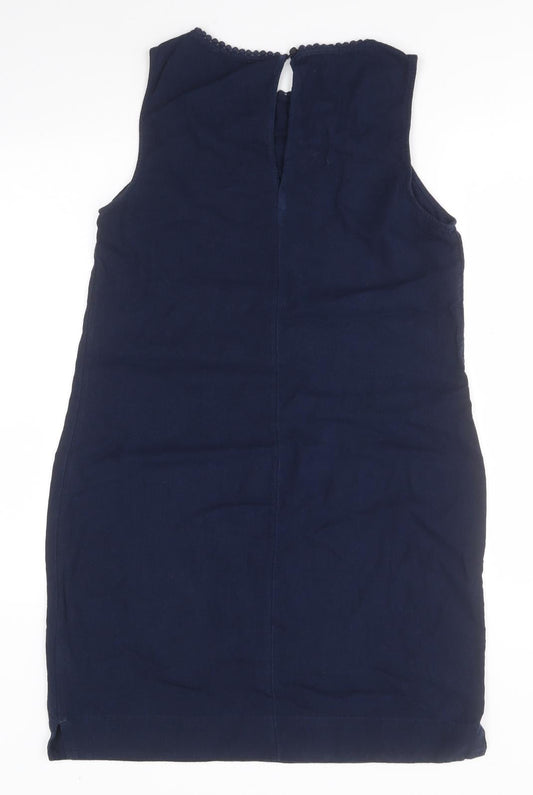 Marks and Spencer Womens Blue  Flax Pencil Dress  Size 12  Round Neck