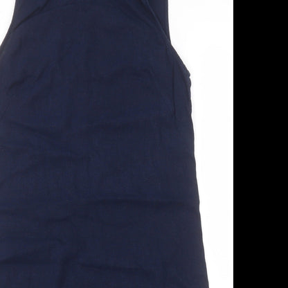 Marks and Spencer Womens Blue  Flax Pencil Dress  Size 12  Round Neck