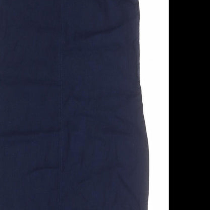 Marks and Spencer Womens Blue  Flax Pencil Dress  Size 12  Round Neck