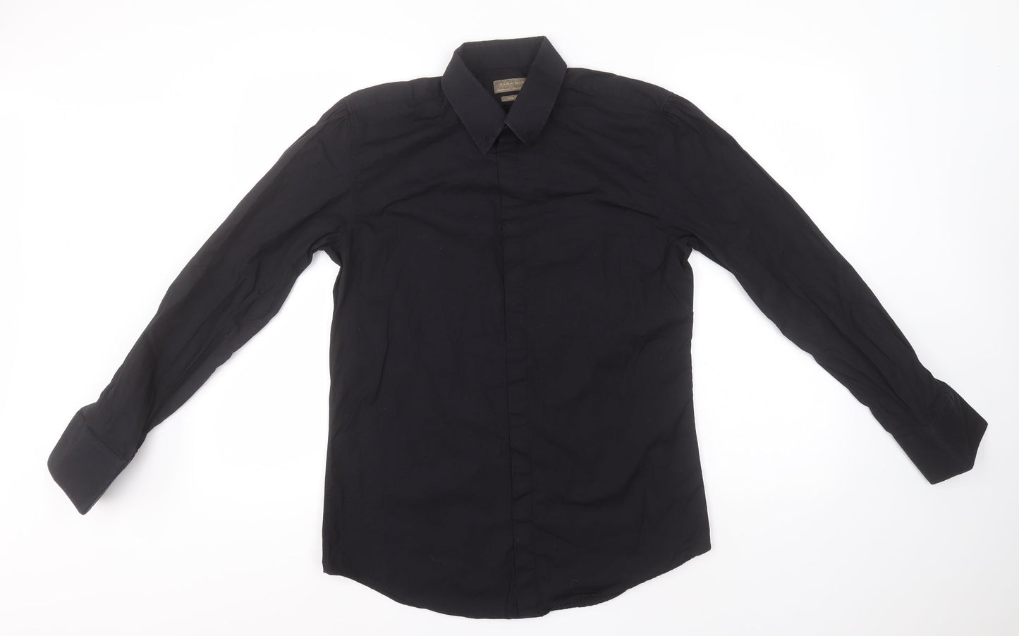 Womens UK Size  Zara Black Basic Button-Up