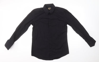 Womens UK Size  Zara Black Basic Button-Up