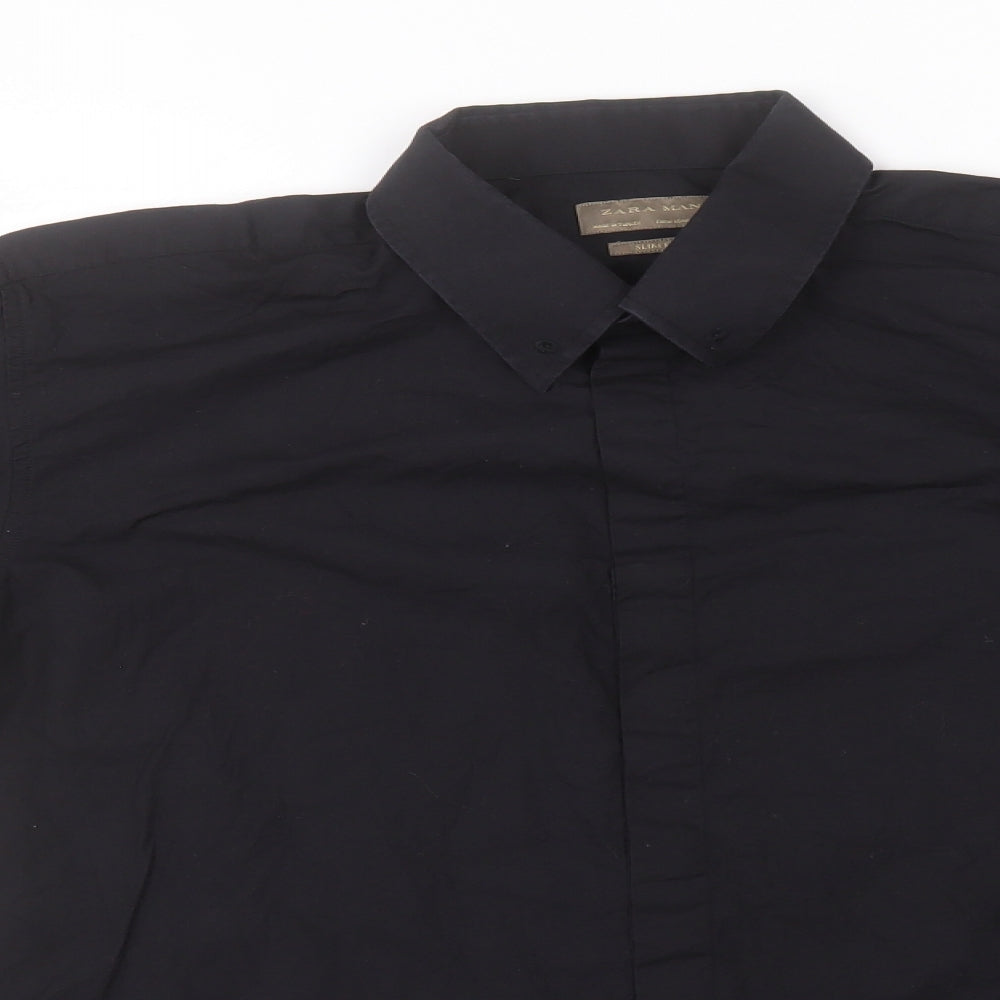 Womens UK Size  Zara Black Basic Button-Up